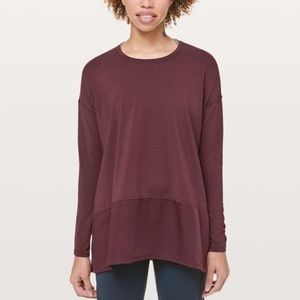 Lululemon 2 Ease of Mind Burgundy Long Sleeve Oversized Top